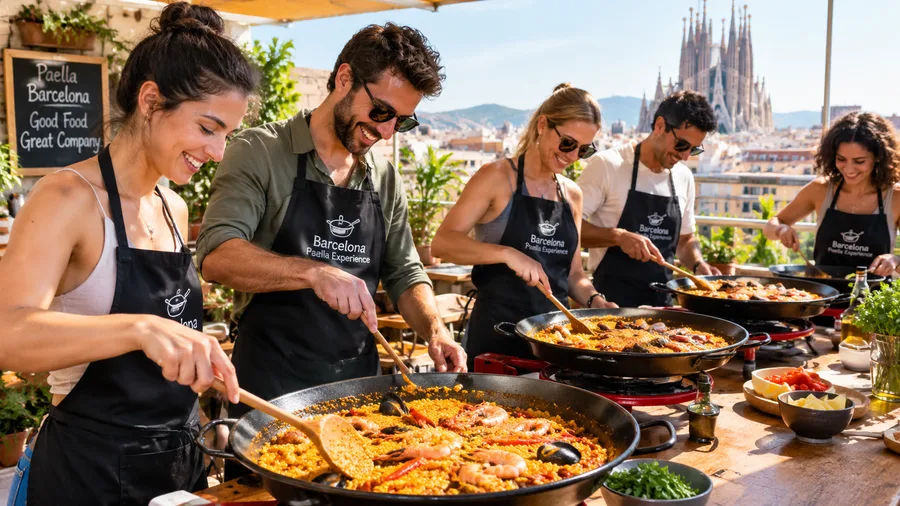 Cours de cuisine de paella en groupe à Barcelone